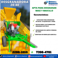 DESGRANADORA DE MAIZ Y MAICILLO MODELO 20-40 MOTOR DIESEL 22 HP 