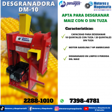 DESGRANADORA DE MAÍZ MODELO DM – 10 CON MOTOR GASOLINA 7 HP