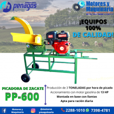 PICADORA DE ZACATE MODELO PP-600 PENAGOS CON MOTOR GASOLINA DE 13 HP BASE CON LLANTAS