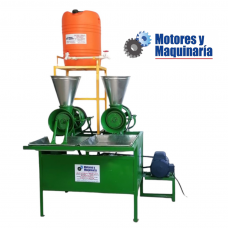 MOLINO DE NIXTAMAL TIPO TRANSMISIÓN DE 2 TOLVAS CON MOTOR ELÉCTRICO MARCA LEESON DE 5 HP 